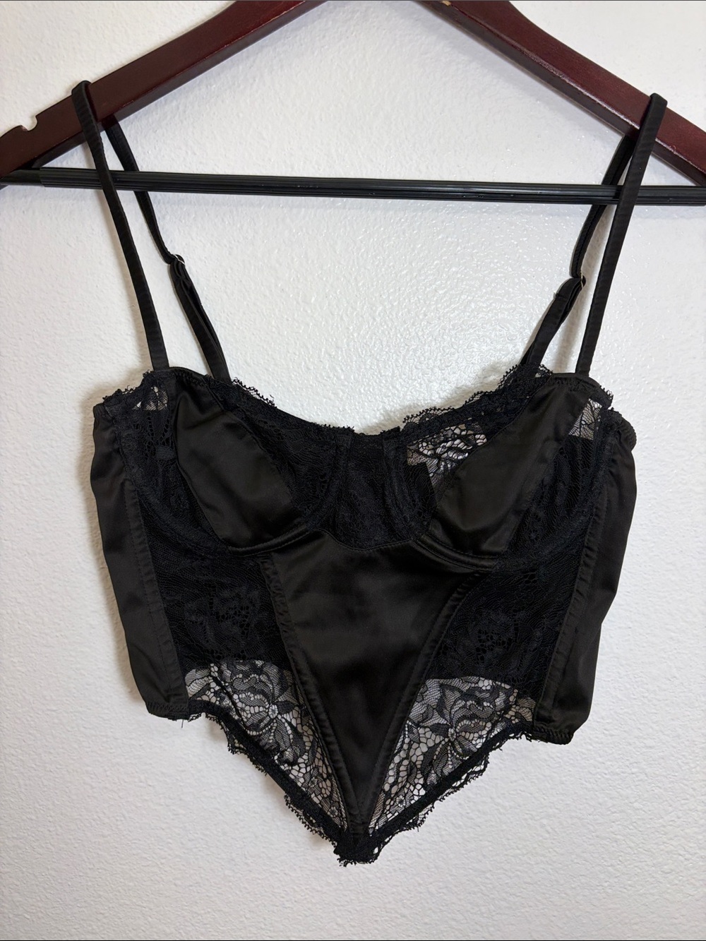 Black Lace Satin Bustier Camisole Sexy Intimates